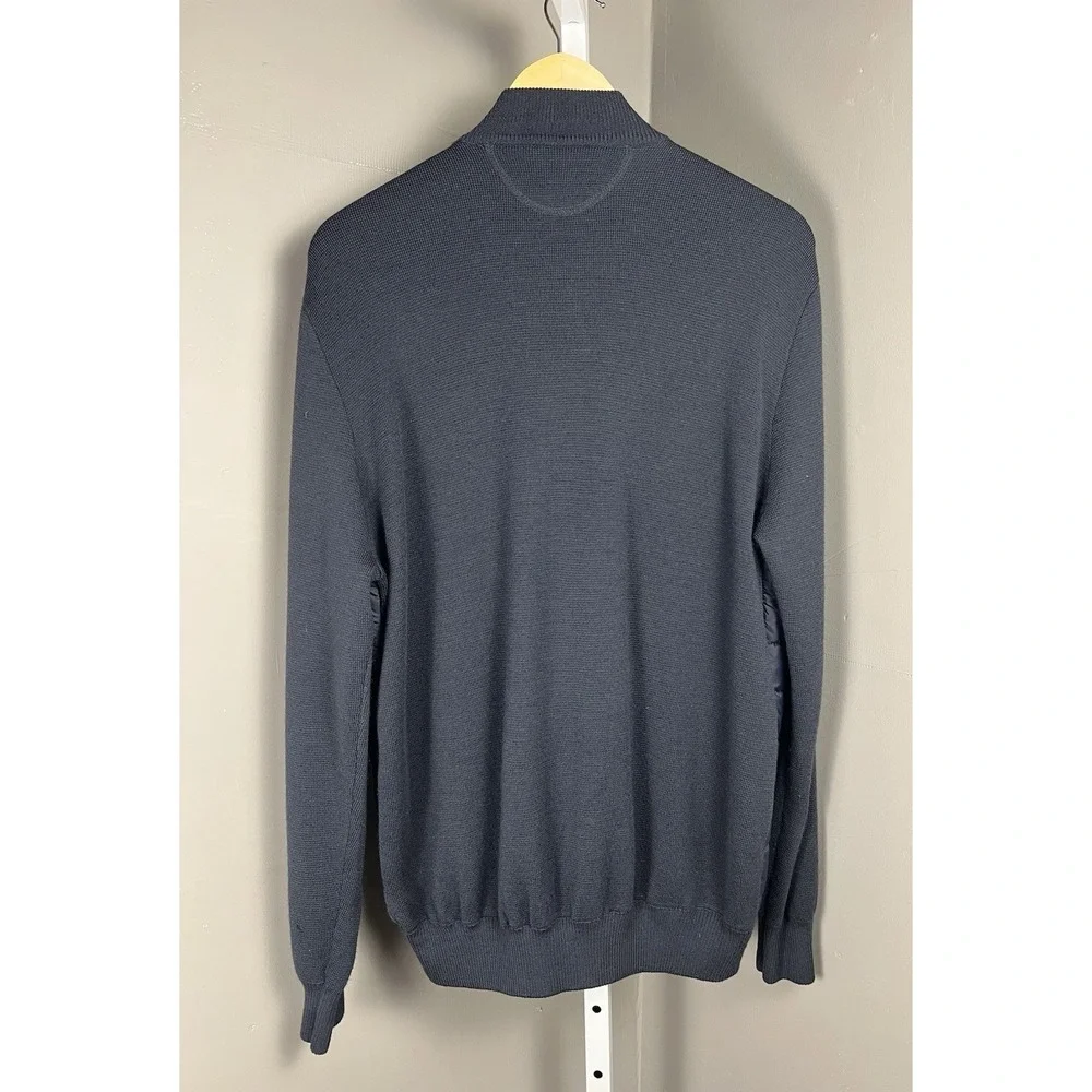 Raffi Qulited Knit Zip Sweater Jacket Men's M Wool Blend Hybrid Luxury Navy
